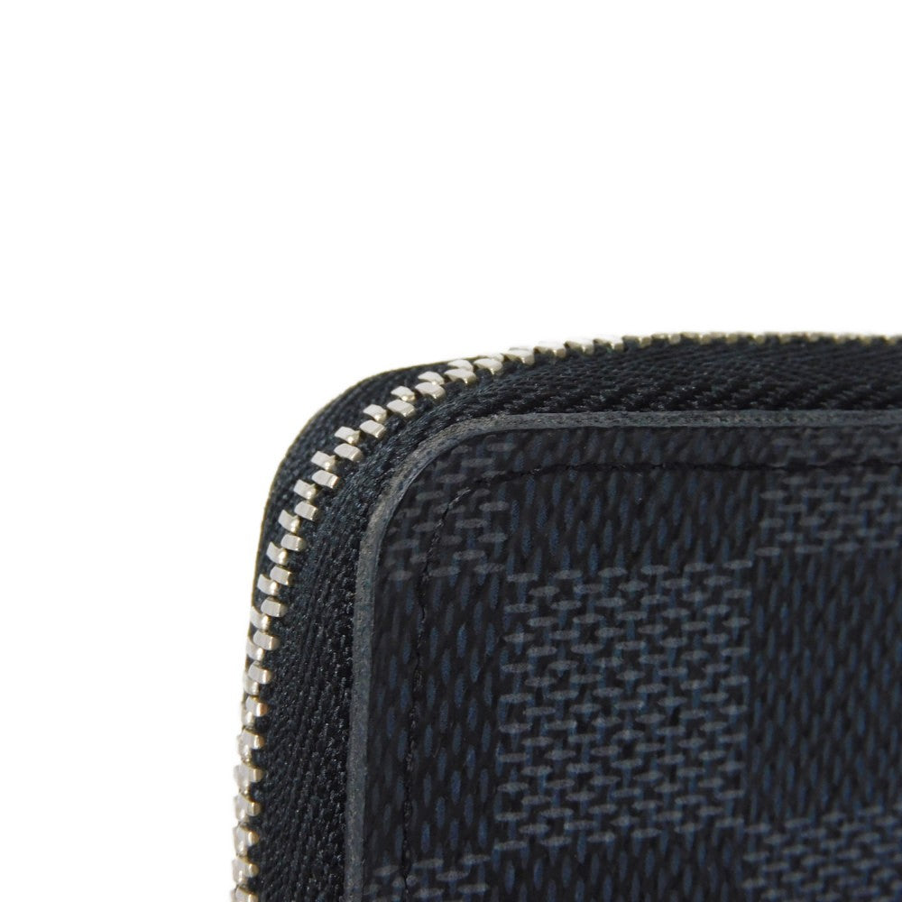 LOUIS VUITTON Coin case N63076 Damier Graffit canvas x grain leather Noir Black New Zip Around RFID Damier Graphite Zip around purse mens Used Authentic