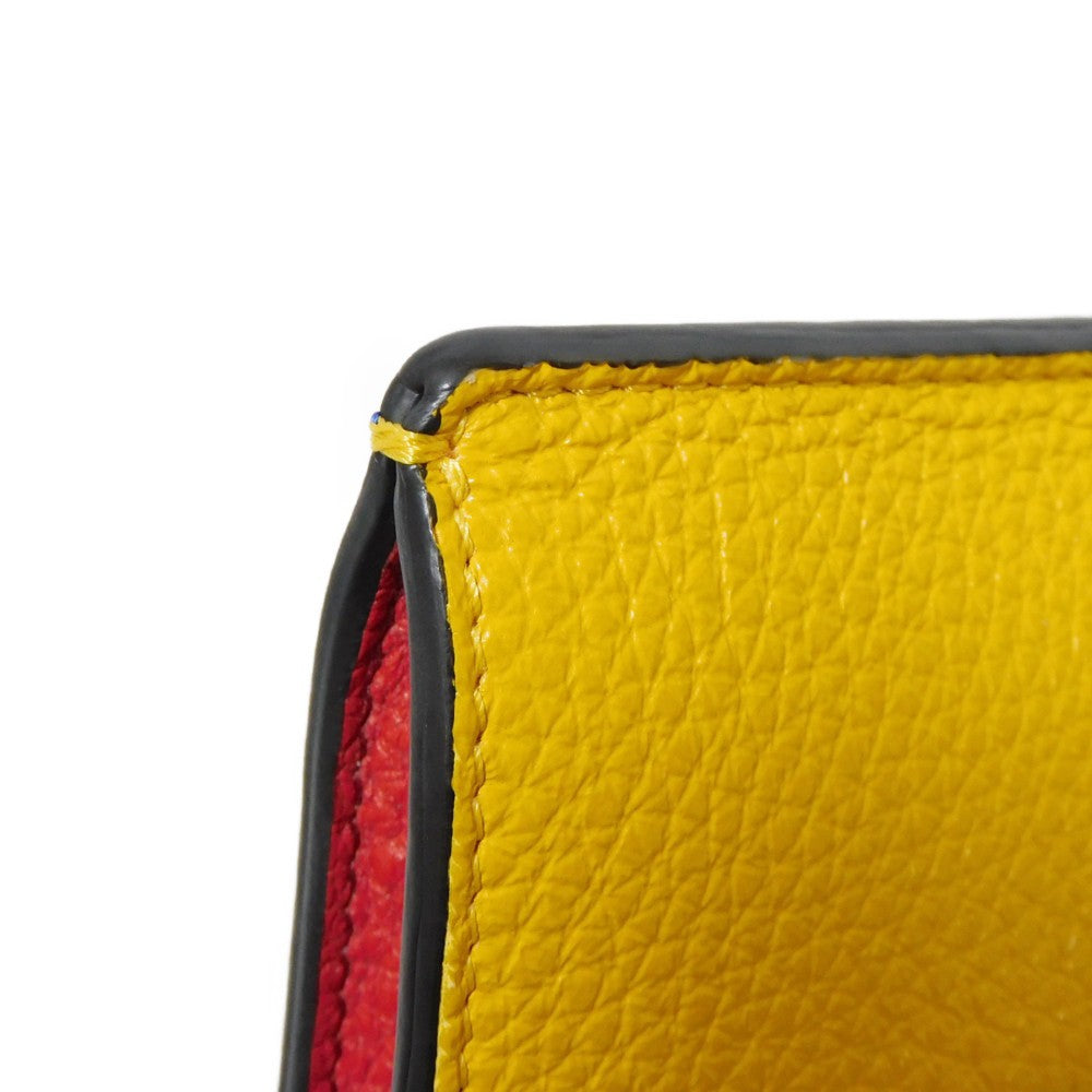 FENDI Shoulder Bag 7AS120 E1C  F1H8N Calf leather (embossed) Blue x Yellow x Red Tricolor Pochette Unused FF logo F is forever phone holder unisex(Unisex) Used Authentic