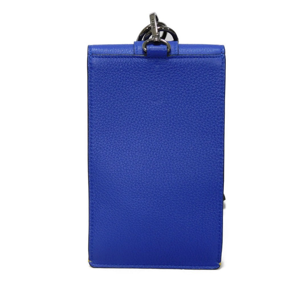 FENDI Shoulder Bag 7AS120 E1C  F1H8N Calf leather (embossed) Blue x Yellow x Red Tricolor Pochette Unused FF logo F is forever phone holder unisex(Unisex) Used Authentic