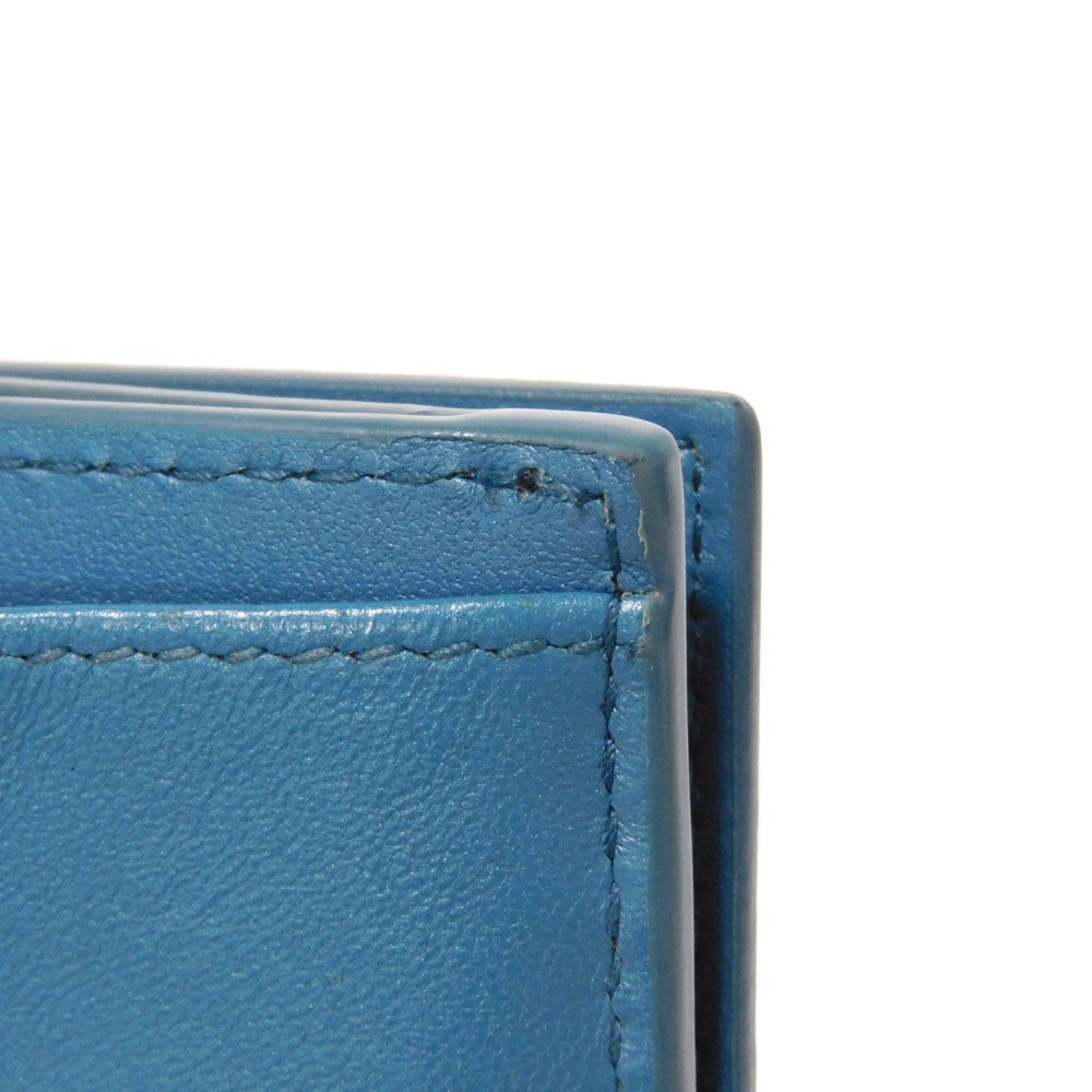 Dior Tri-fold wallet S2084OBAE_M01Z Grained calfskin (embossed) Steel blue Grained Calfskin CD logo 30 Montaigne Compact Wallet unisex(Unisex) Used Authentic