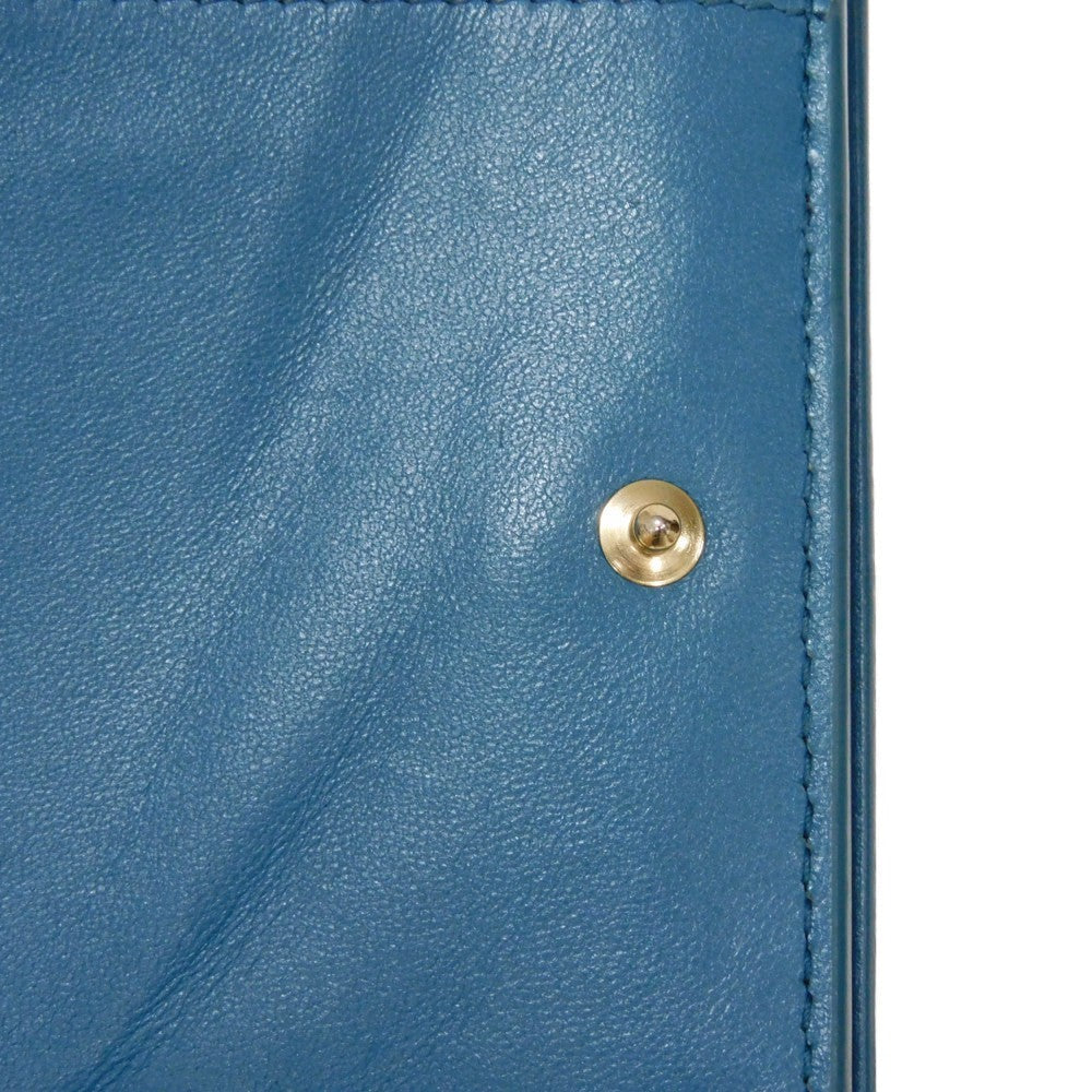 Dior Tri-fold wallet S2084OBAE_M01Z Grained calfskin (embossed) Steel blue Grained Calfskin CD logo 30 Montaigne Compact Wallet unisex(Unisex) Used Authentic