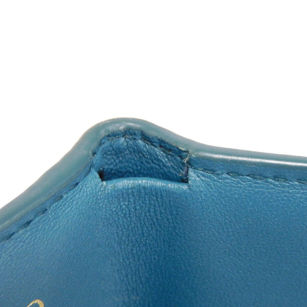 Dior Tri-fold wallet S2084OBAE_M01Z Grained calfskin (embossed) Steel blue Grained Calfskin CD logo 30 Montaigne Compact Wallet unisex(Unisex) Used Authentic