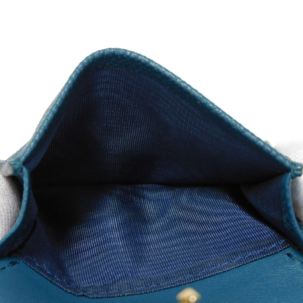 Dior Tri-fold wallet S2084OBAE_M01Z Grained calfskin (embossed) Steel blue Grained Calfskin CD logo 30 Montaigne Compact Wallet unisex(Unisex) Used Authentic