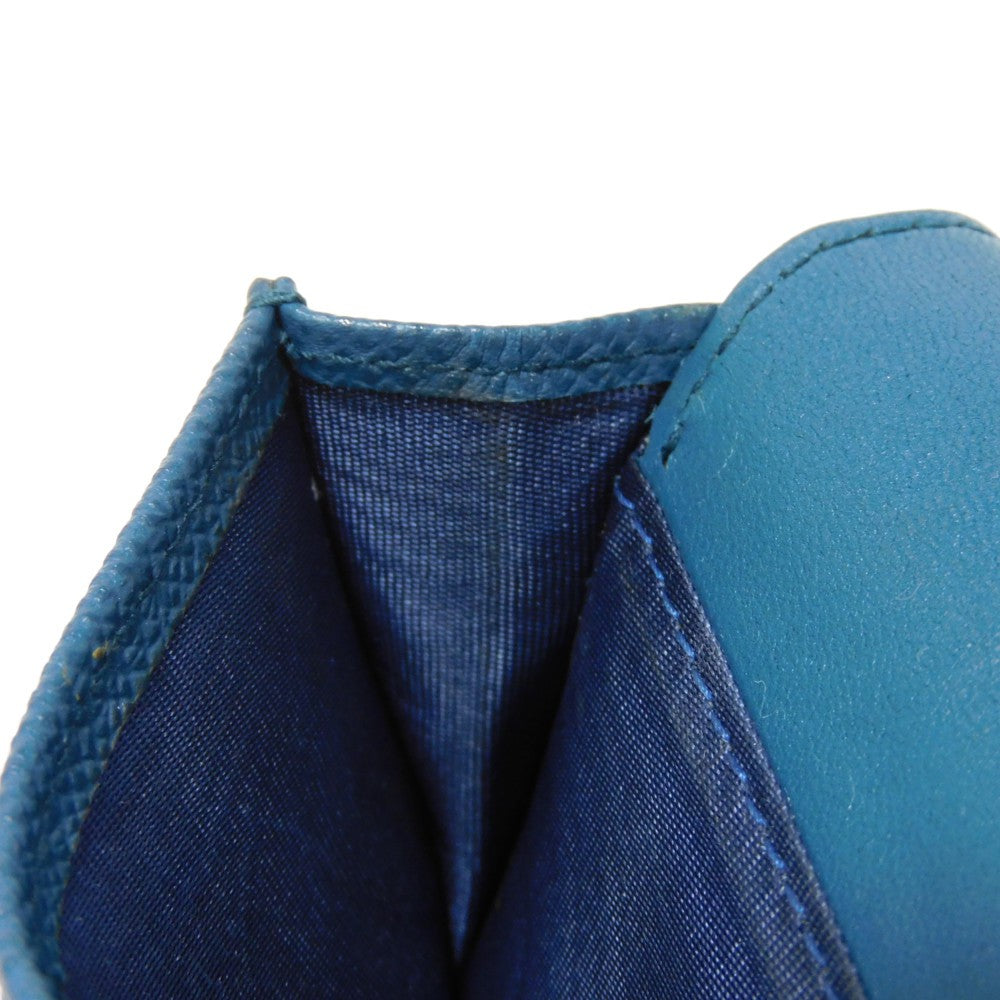 Dior Tri-fold wallet S2084OBAE_M01Z Grained calfskin (embossed) Steel blue Grained Calfskin CD logo 30 Montaigne Compact Wallet unisex(Unisex) Used Authentic