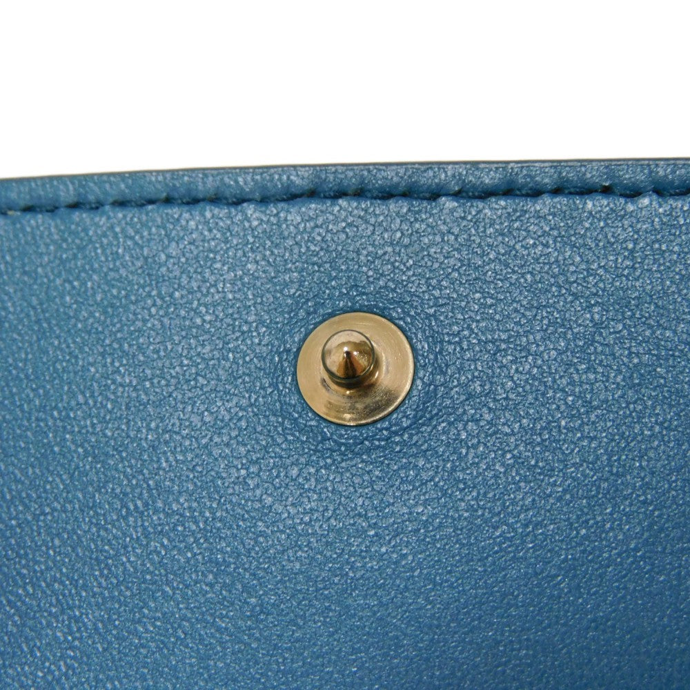 Dior Tri-fold wallet S2084OBAE_M01Z Grained calfskin (embossed) Steel blue Grained Calfskin CD logo 30 Montaigne Compact Wallet unisex(Unisex) Used Authentic