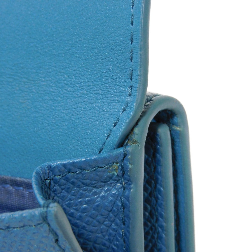Dior Tri-fold wallet S2084OBAE_M01Z Grained calfskin (embossed) Steel blue Grained Calfskin CD logo 30 Montaigne Compact Wallet unisex(Unisex) Used Authentic