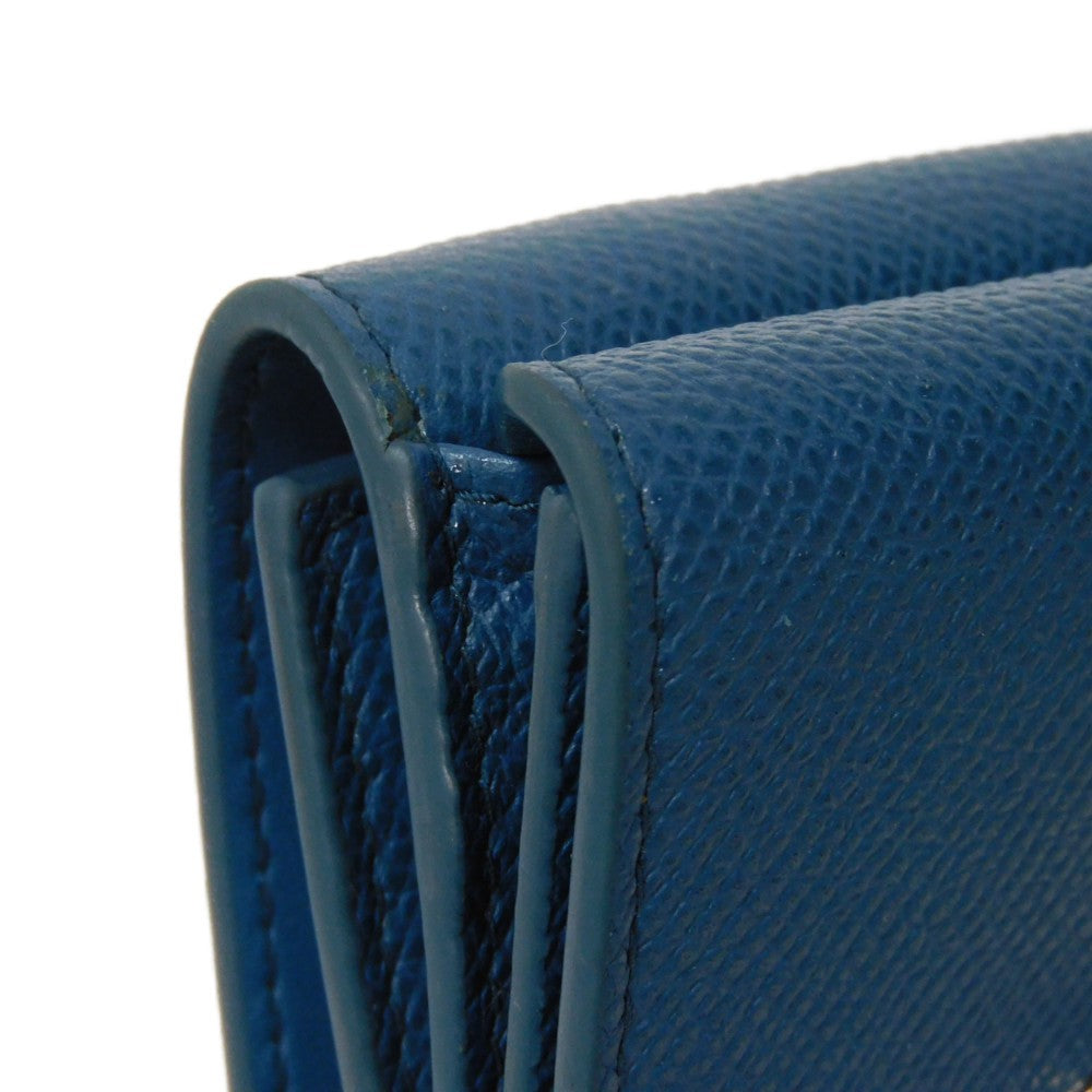 Dior Tri-fold wallet S2084OBAE_M01Z Grained calfskin (embossed) Steel blue Grained Calfskin CD logo 30 Montaigne Compact Wallet unisex(Unisex) Used Authentic