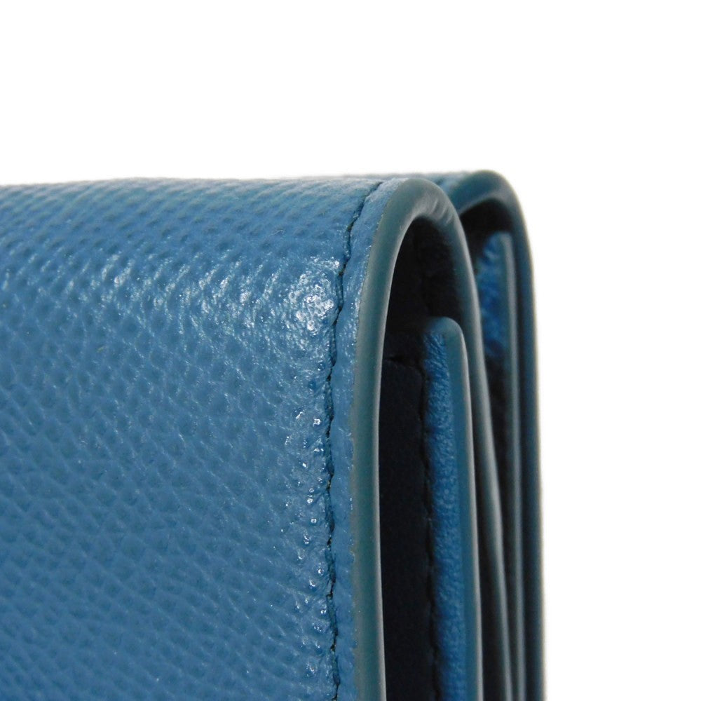 Dior Tri-fold wallet S2084OBAE_M01Z Grained calfskin (embossed) Steel blue Grained Calfskin CD logo 30 Montaigne Compact Wallet unisex(Unisex) Used Authentic