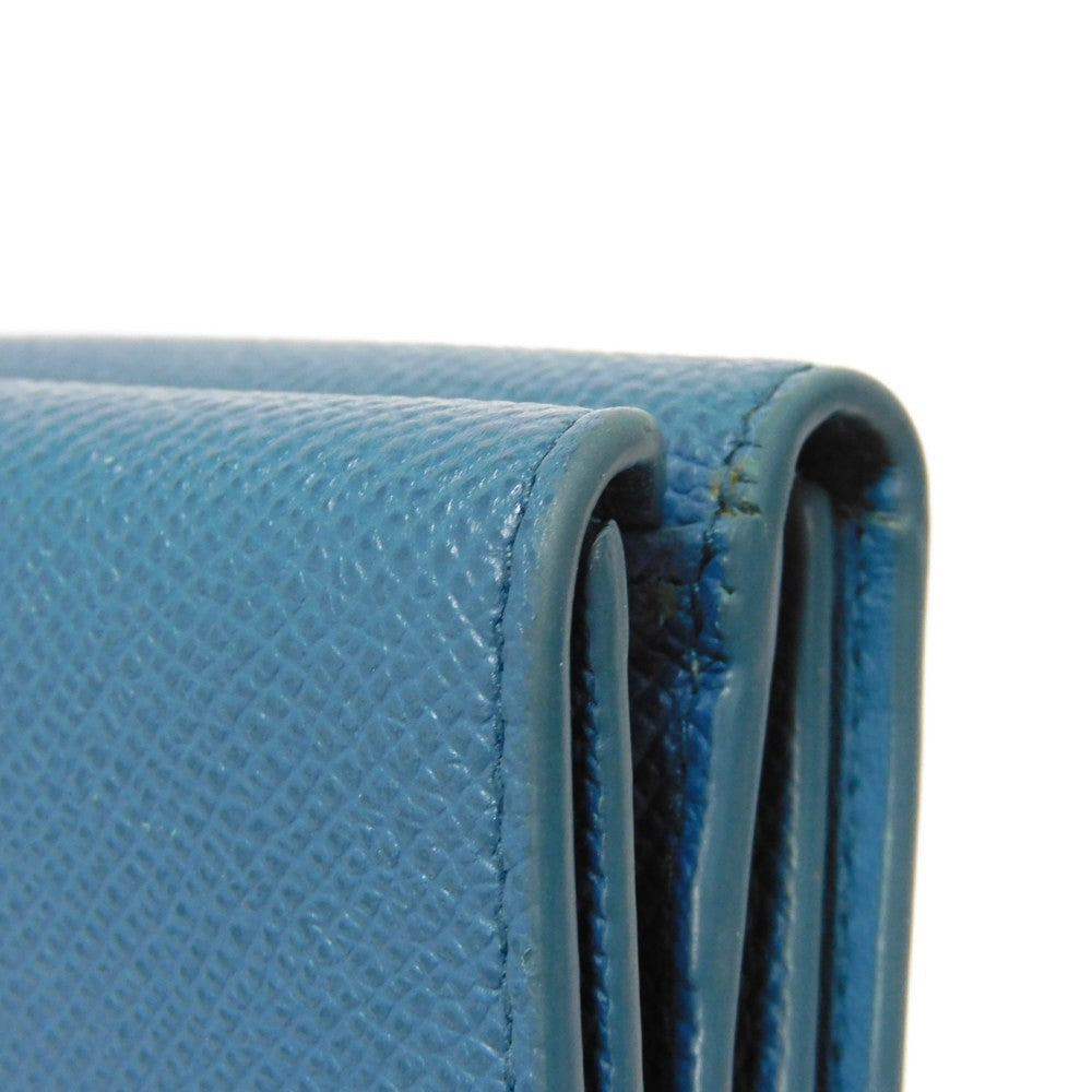 Dior Tri-fold wallet S2084OBAE_M01Z Grained calfskin (embossed) Steel blue Grained Calfskin CD logo 30 Montaigne Compact Wallet unisex(Unisex) Used Authentic