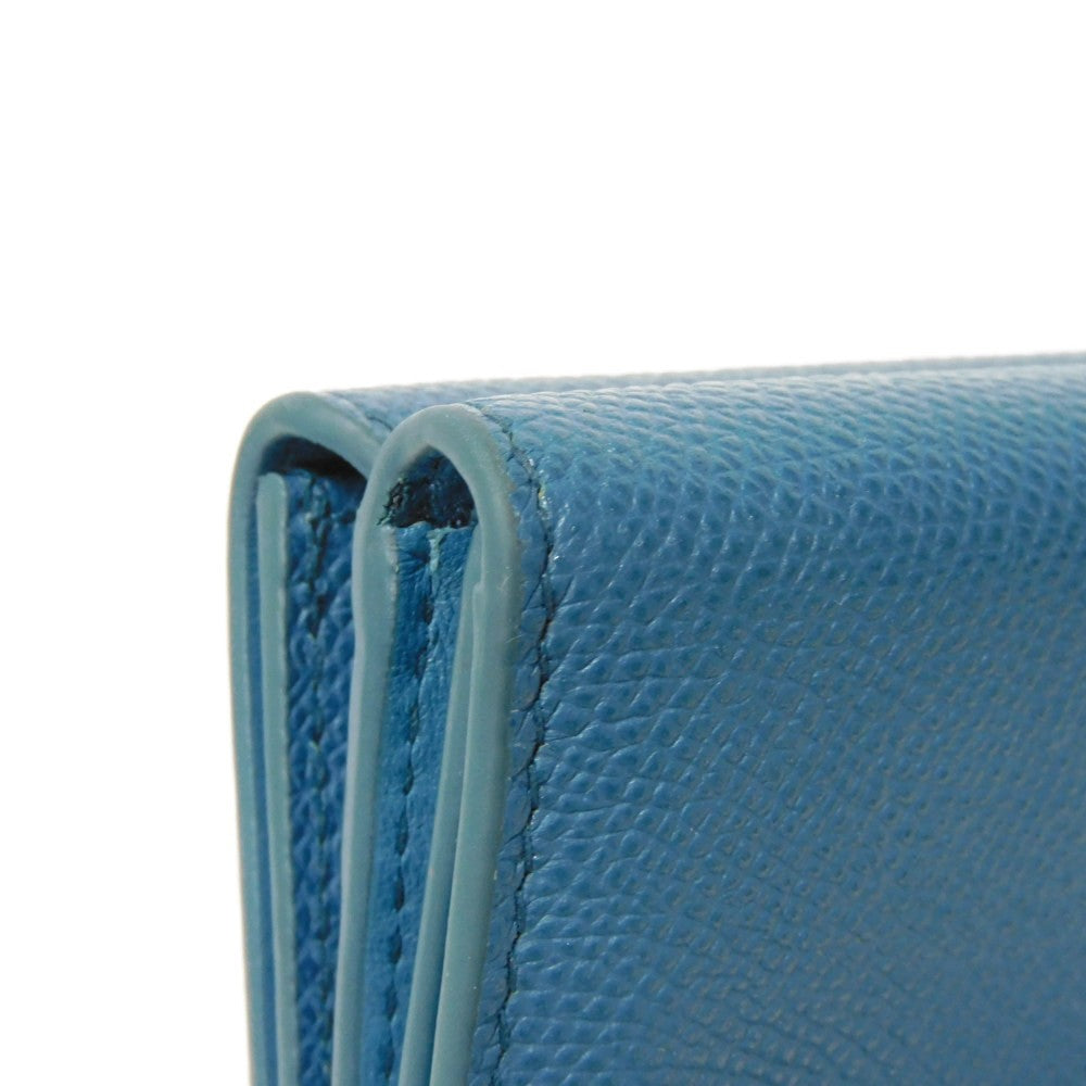 Dior Tri-fold wallet S2084OBAE_M01Z Grained calfskin (embossed) Steel blue Grained Calfskin CD logo 30 Montaigne Compact Wallet unisex(Unisex) Used Authentic