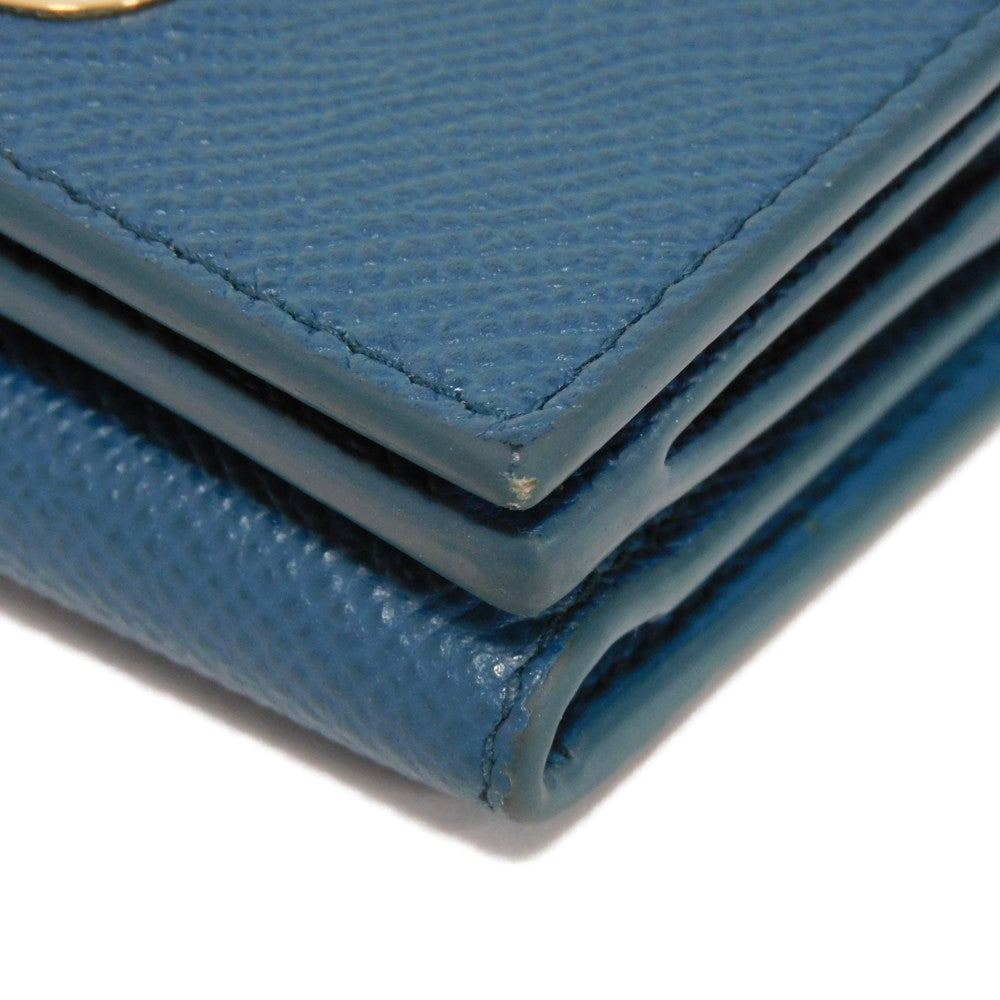 Dior Tri-fold wallet S2084OBAE_M01Z Grained calfskin (embossed) Steel blue Grained Calfskin CD logo 30 Montaigne Compact Wallet unisex(Unisex) Used Authentic