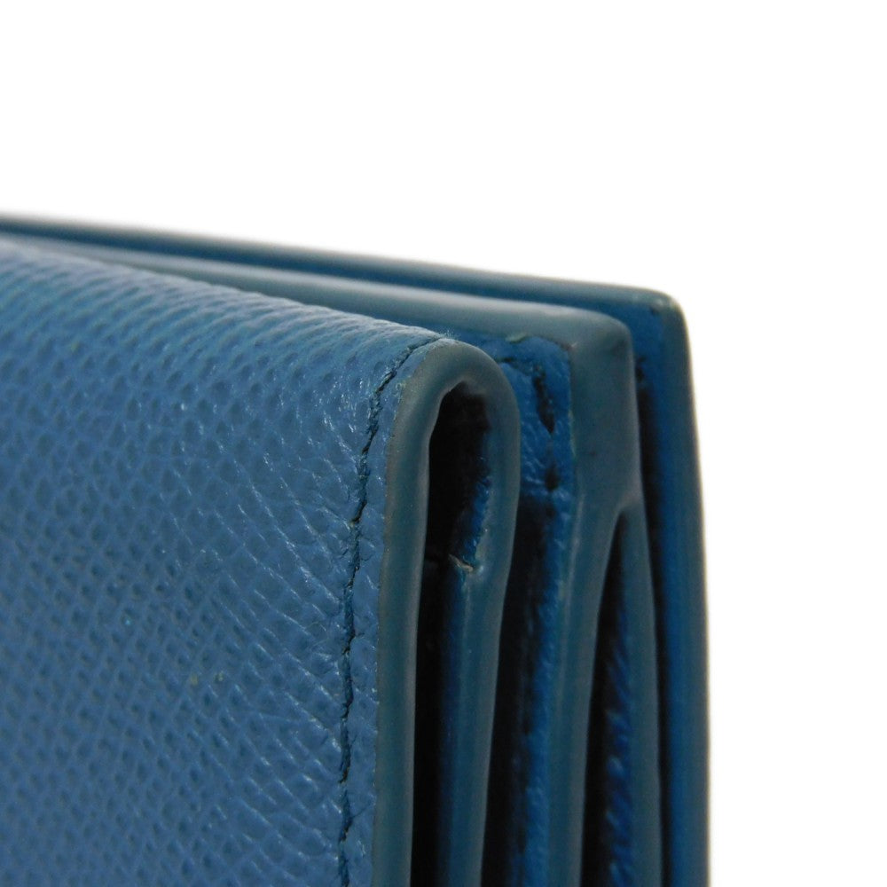 Dior Tri-fold wallet S2084OBAE_M01Z Grained calfskin (embossed) Steel blue Grained Calfskin CD logo 30 Montaigne Compact Wallet unisex(Unisex) Used Authentic