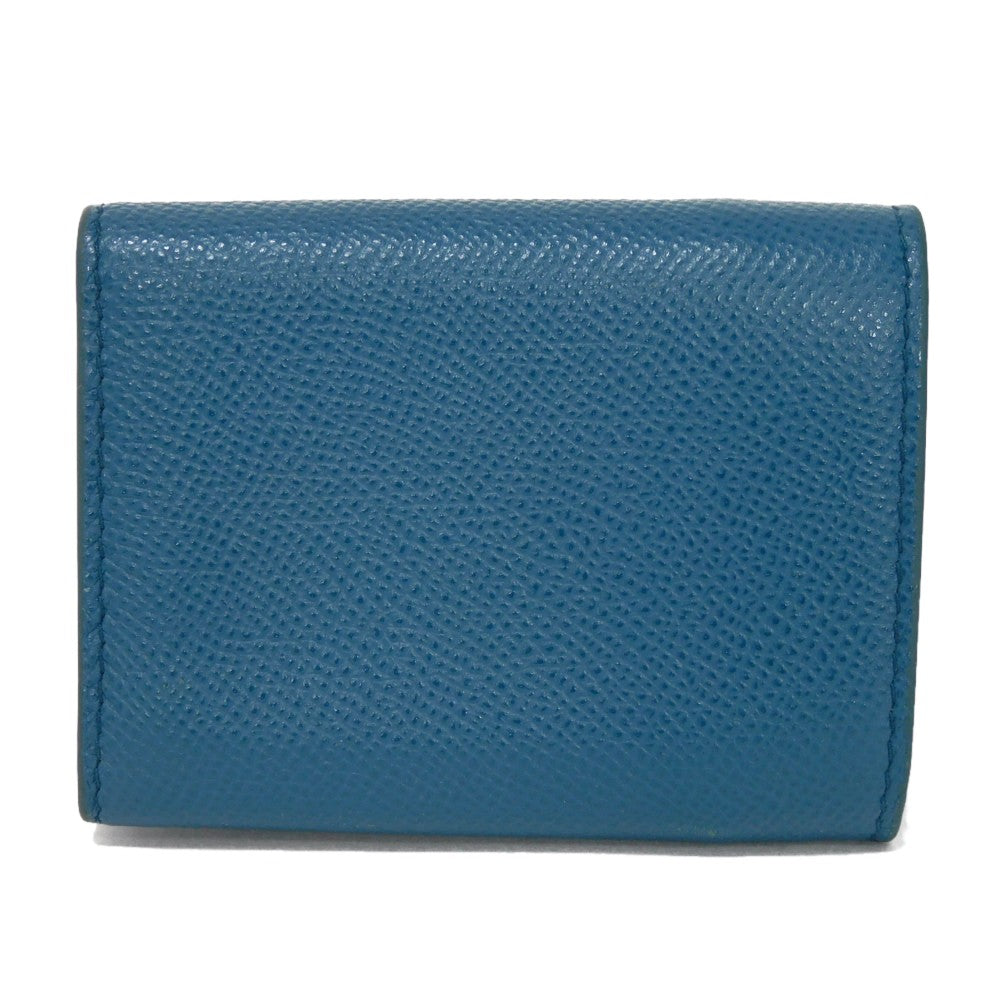 Dior Tri-fold wallet S2084OBAE_M01Z Grained calfskin (embossed) Steel blue Grained Calfskin CD logo 30 Montaigne Compact Wallet unisex(Unisex) Used Authentic