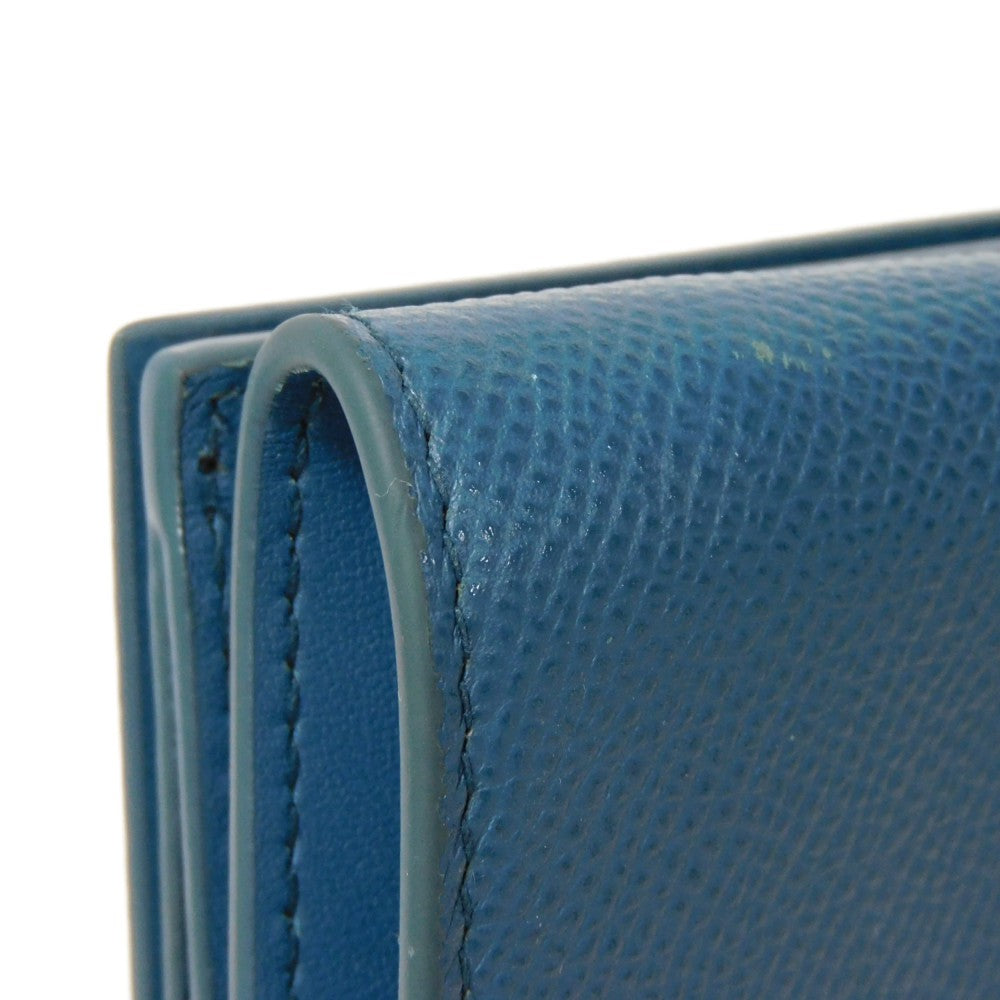 Dior Tri-fold wallet S2084OBAE_M01Z Grained calfskin (embossed) Steel blue Grained Calfskin CD logo 30 Montaigne Compact Wallet unisex(Unisex) Used Authentic