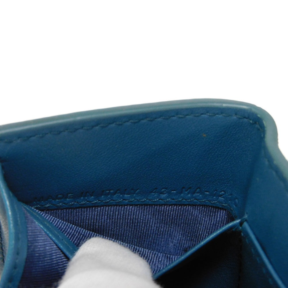 Dior Tri-fold wallet S2084OBAE_M01Z Grained calfskin (embossed) Steel blue Grained Calfskin CD logo 30 Montaigne Compact Wallet unisex(Unisex) Used Authentic