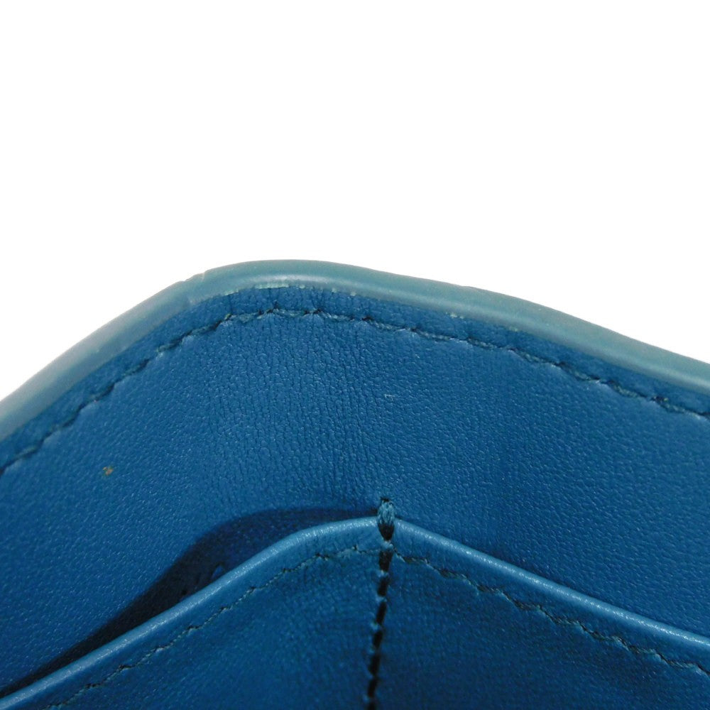 Dior Tri-fold wallet S2084OBAE_M01Z Grained calfskin (embossed) Steel blue Grained Calfskin CD logo 30 Montaigne Compact Wallet unisex(Unisex) Used Authentic