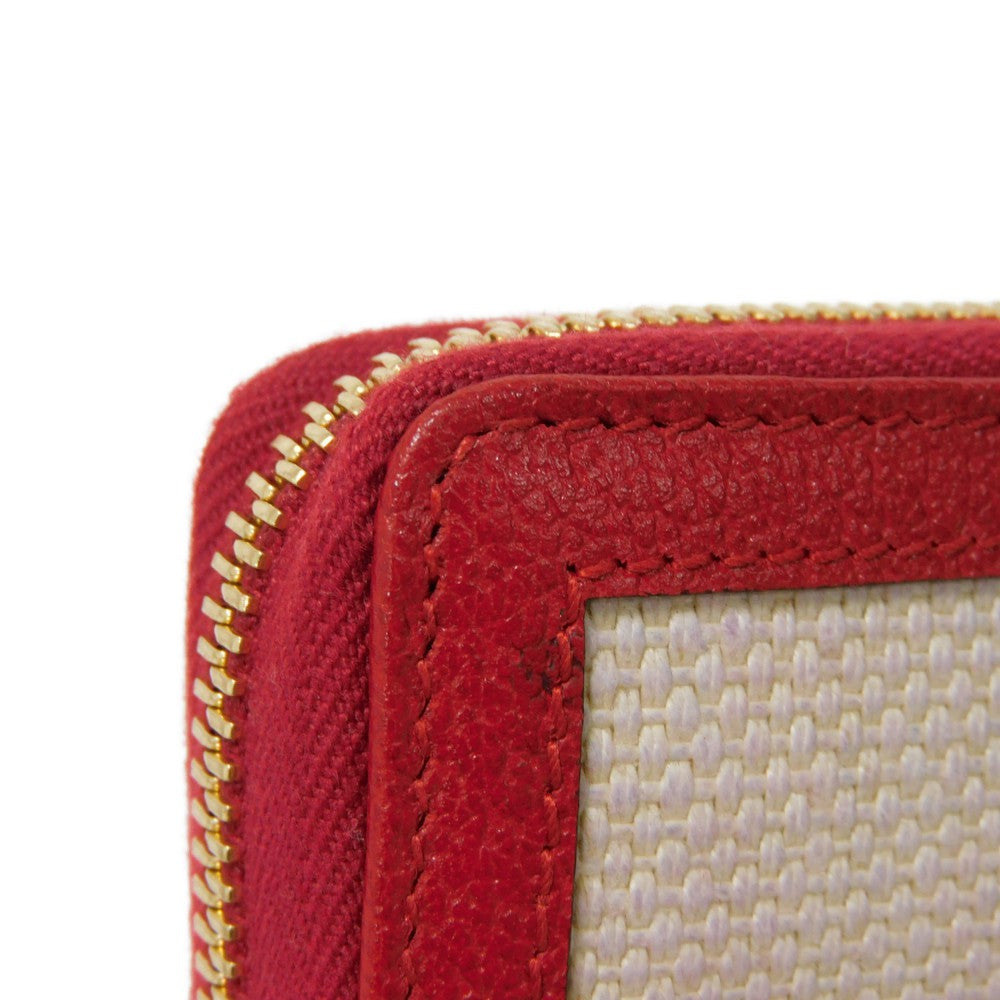 GUCCI Long Wallet Purse 524790 9SBCG 9093 Baia de la linen canvas x calf leather Tricolor Interlocking G Web Good condition logo Baiadera Zip Around Wallet unisex(Unisex) Used Authentic