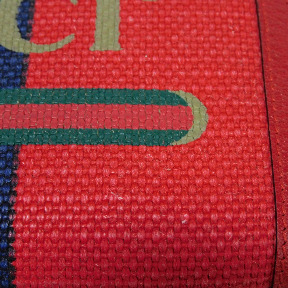 GUCCI Long Wallet Purse 524790 9SBCG 9093 Baia de la linen canvas x calf leather Tricolor Interlocking G Web Good condition logo Baiadera Zip Around Wallet unisex(Unisex) Used Authentic