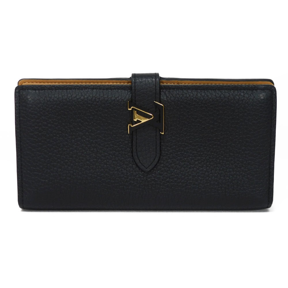 LOUIS VUITTON Long Wallet Purse M81330 Taurillon Clemence leather (embossed) Noir Taurillon Clemence LV vertical wallet