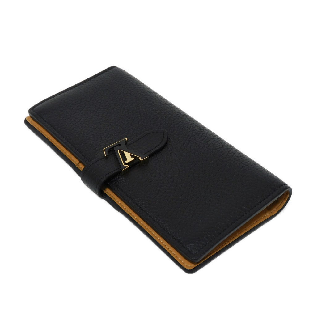 LOUIS VUITTON Long Wallet Purse M81330 Taurillon Clemence leather (embossed) Noir Taurillon Clemence LV vertical wallet
