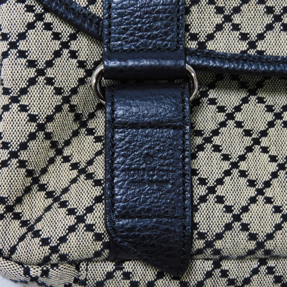 GUCCI Shoulder Bag 374429 Diamante canvas x calf leather (embossed) beige Calfskin Black Crossbody Logo embossing Diamante Mesher Bag unisex(Unisex) Used Authentic