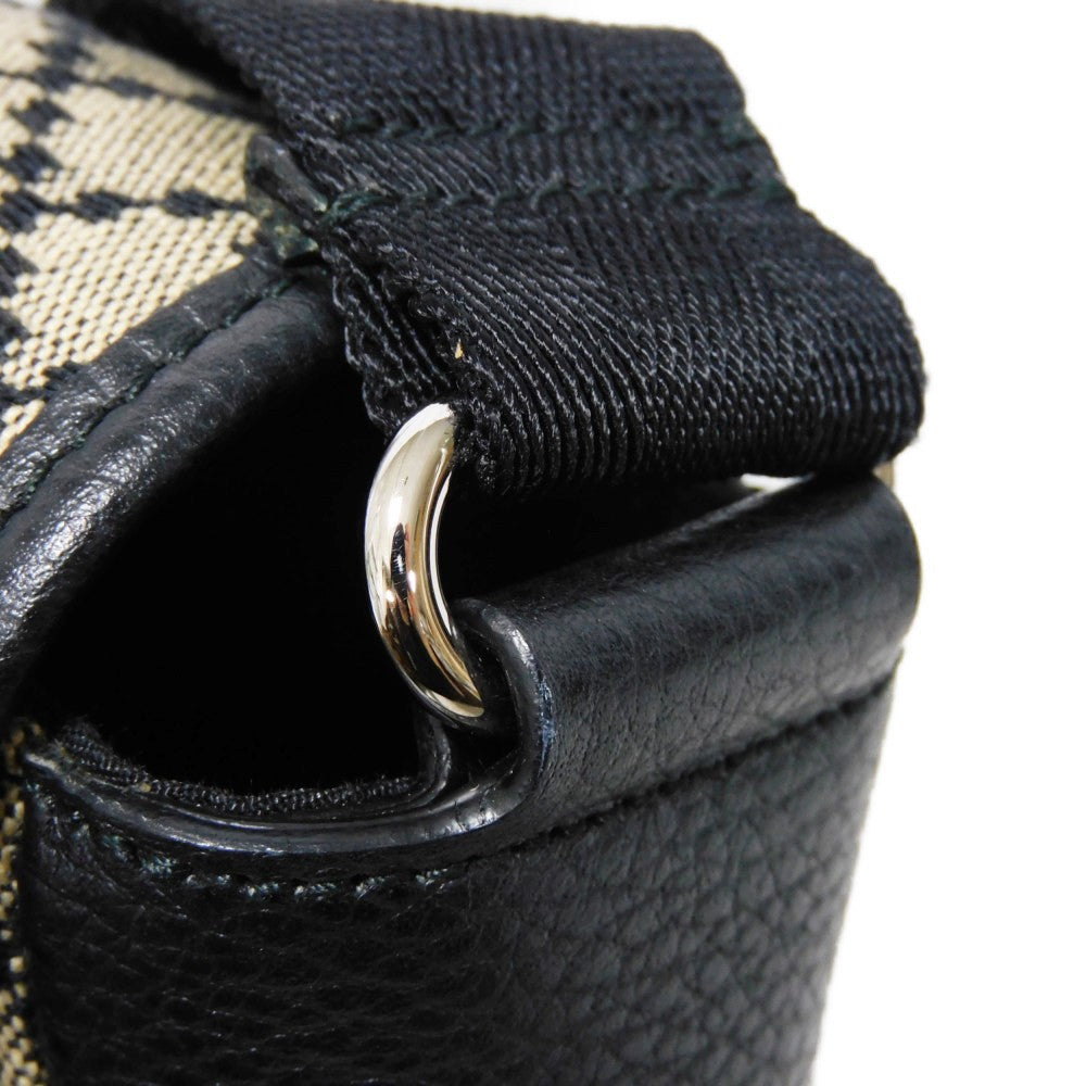 GUCCI Shoulder Bag 374429 Diamante canvas x calf leather (embossed) beige Calfskin Black Crossbody Logo embossing Diamante Mesher Bag unisex(Unisex) Used Authentic
