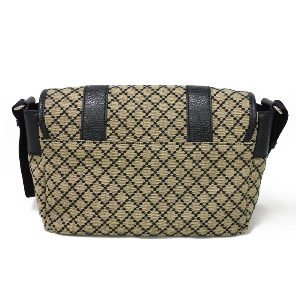 GUCCI Shoulder Bag 374429 Diamante canvas x calf leather (embossed) beige Calfskin Black Crossbody Logo embossing Diamante Mesher Bag unisex(Unisex) Used Authentic