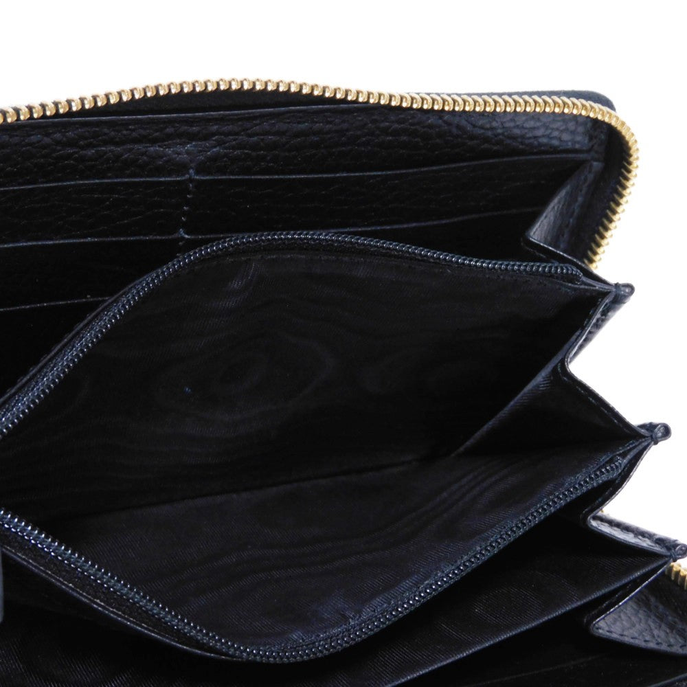 GUCCI Long Wallet Purse 456117 17WAG 1283 GG Supreme canvas (polyurethane finish) x calf leather beige Current Black Zip Around GG Marmont Double G Bicolor Zip Around Wallet Women(Unisex) Used Authentic