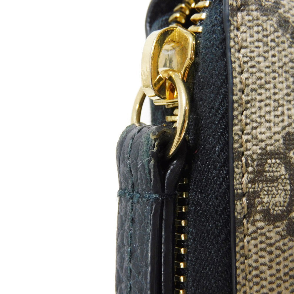 GUCCI Long Wallet Purse 456117 17WAG 1283 GG Supreme canvas (polyurethane finish) x calf leather beige Current Black Zip Around GG Marmont Double G Bicolor Zip Around Wallet Women(Unisex) Used Authentic