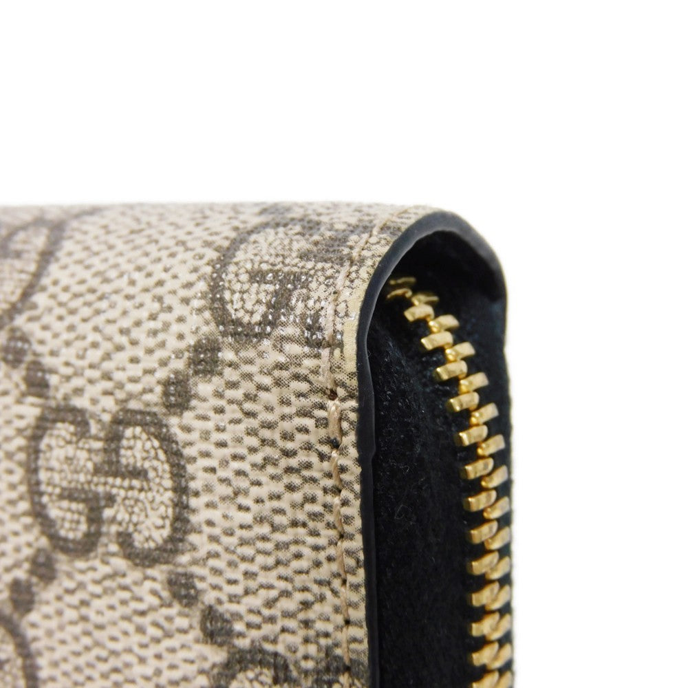 GUCCI Long Wallet Purse 456117 17WAG 1283 GG Supreme canvas (polyurethane finish) x calf leather beige Current Black Zip Around GG Marmont Double G Bicolor Zip Around Wallet Women(Unisex) Used Authentic