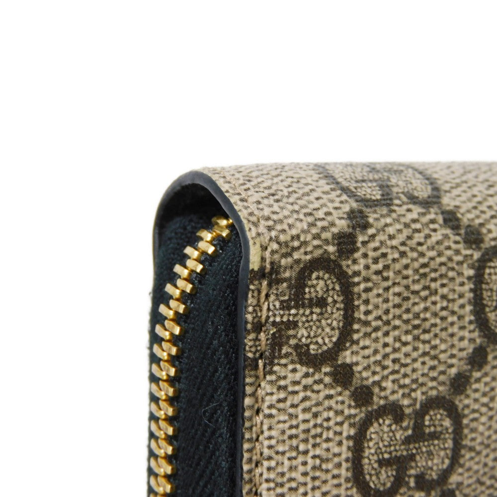 GUCCI Long Wallet Purse 456117 17WAG 1283 GG Supreme canvas (polyurethane finish) x calf leather beige Current Black Zip Around GG Marmont Double G Bicolor Zip Around Wallet Women(Unisex) Used Authentic
