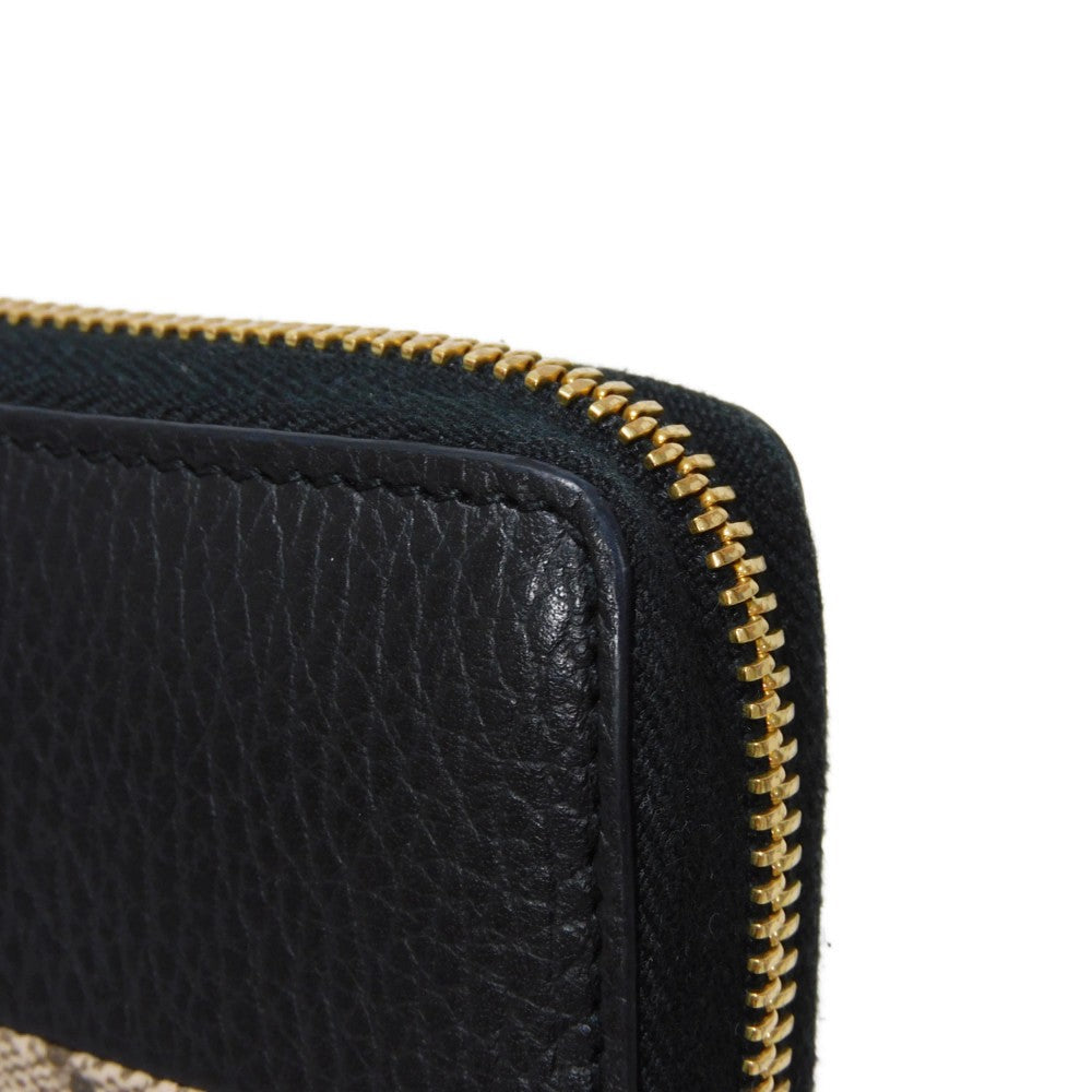 GUCCI Long Wallet Purse 456117 17WAG 1283 GG Supreme canvas (polyurethane finish) x calf leather beige Current Black Zip Around GG Marmont Double G Bicolor Zip Around Wallet Women(Unisex) Used Authentic