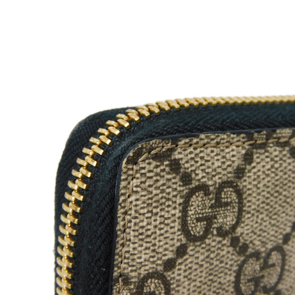 GUCCI Long Wallet Purse 456117 17WAG 1283 GG Supreme canvas (polyurethane finish) x calf leather beige Current Black Zip Around GG Marmont Double G Bicolor Zip Around Wallet Women(Unisex) Used Authentic