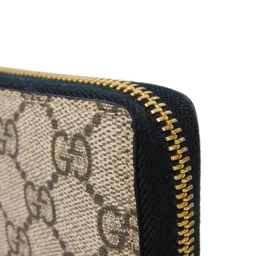 GUCCI Long Wallet Purse 456117 17WAG 1283 GG Supreme canvas (polyurethane finish) x calf leather beige Current Black Zip Around GG Marmont Double G Bicolor Zip Around Wallet Women(Unisex) Used Authentic