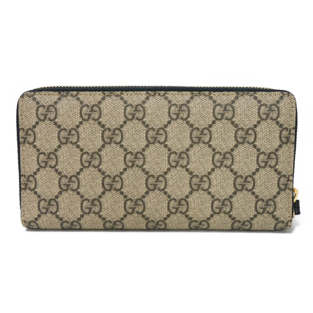 GUCCI Long Wallet Purse 456117 17WAG 1283 GG Supreme canvas (polyurethane finish) x calf leather beige Current Black Zip Around GG Marmont Double G Bicolor Zip Around Wallet Women(Unisex) Used Authentic