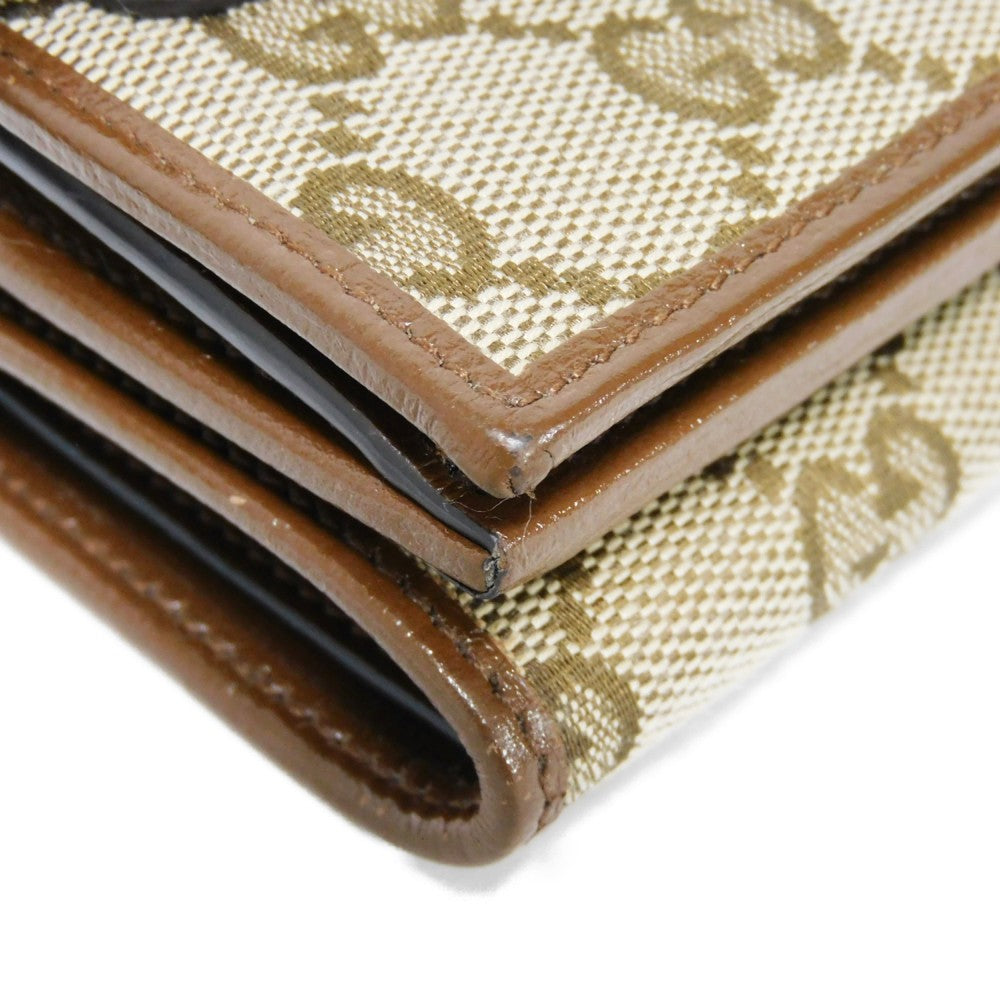 GUCCI Tri-fold wallet 681708 GY5SN 8563 GG canvas x calf leather beige The Hacker Project GG Canvas Balenciaga Neo Classic Compact Wallet unisex(Unisex) Used Authentic