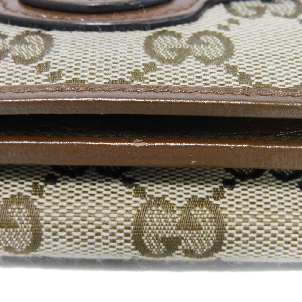 GUCCI Tri-fold wallet 681708 GY5SN 8563 GG canvas x calf leather beige The Hacker Project GG Canvas Balenciaga Neo Classic Compact Wallet unisex(Unisex) Used Authentic