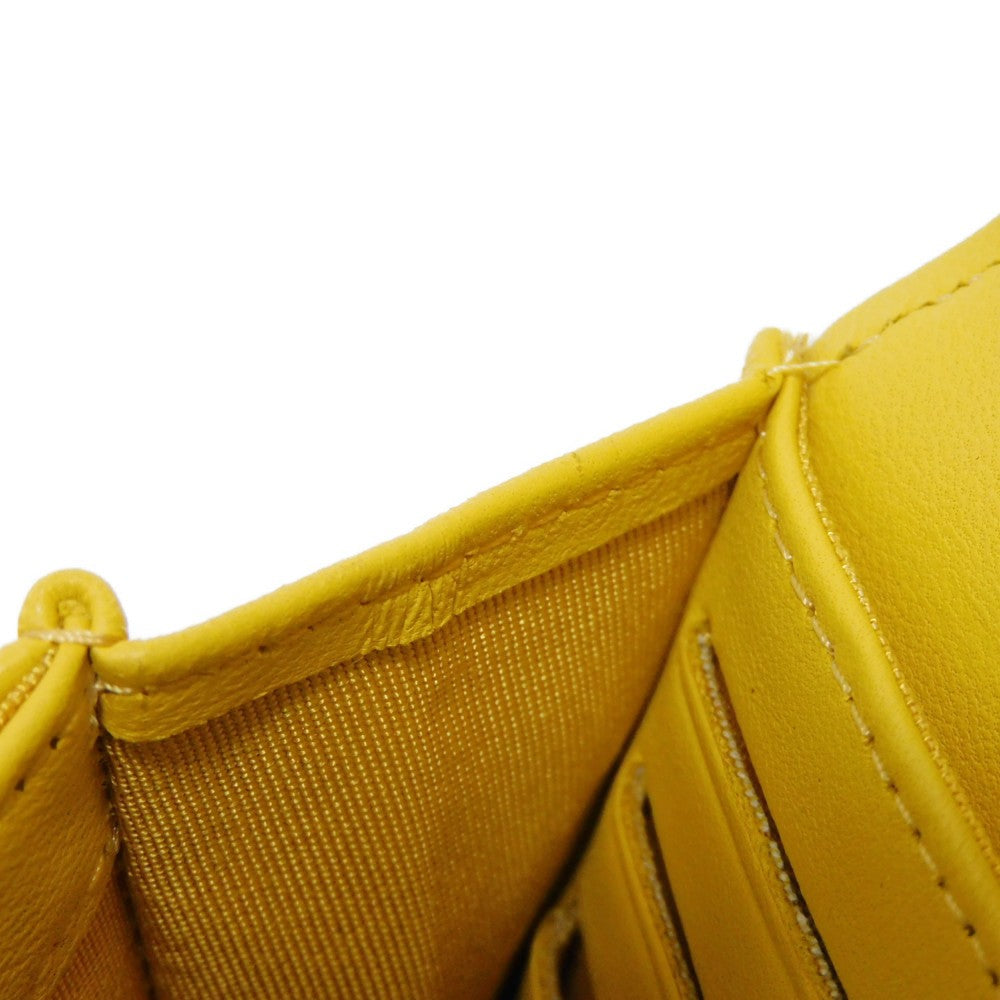 CHANEL Long Wallet Purse A80286 lambskin yellow COCO Mark Quilted Lambskin 27 Series Matrasse Boy Chanel Long Flap Wallet unisex(Unisex) Used Authentic