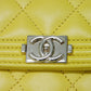 CHANEL Long Wallet Purse A80286 lambskin yellow COCO Mark Quilted Lambskin 27 Series Matrasse Boy Chanel Long Flap Wallet unisex(Unisex) Used Authentic
