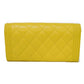 CHANEL Long Wallet Purse A80286 lambskin yellow COCO Mark Quilted Lambskin 27 Series Matrasse Boy Chanel Long Flap Wallet unisex(Unisex) Used Authentic