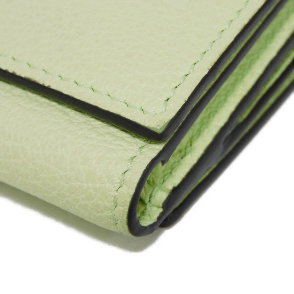 GUCCI Tri-fold wallet 731694 0E8IG 3801 Calf leather (embossed) Light green Pastel Trifold Compact Japan Exclusive embossed logo mini wallet unisex(Unisex) Used Authentic