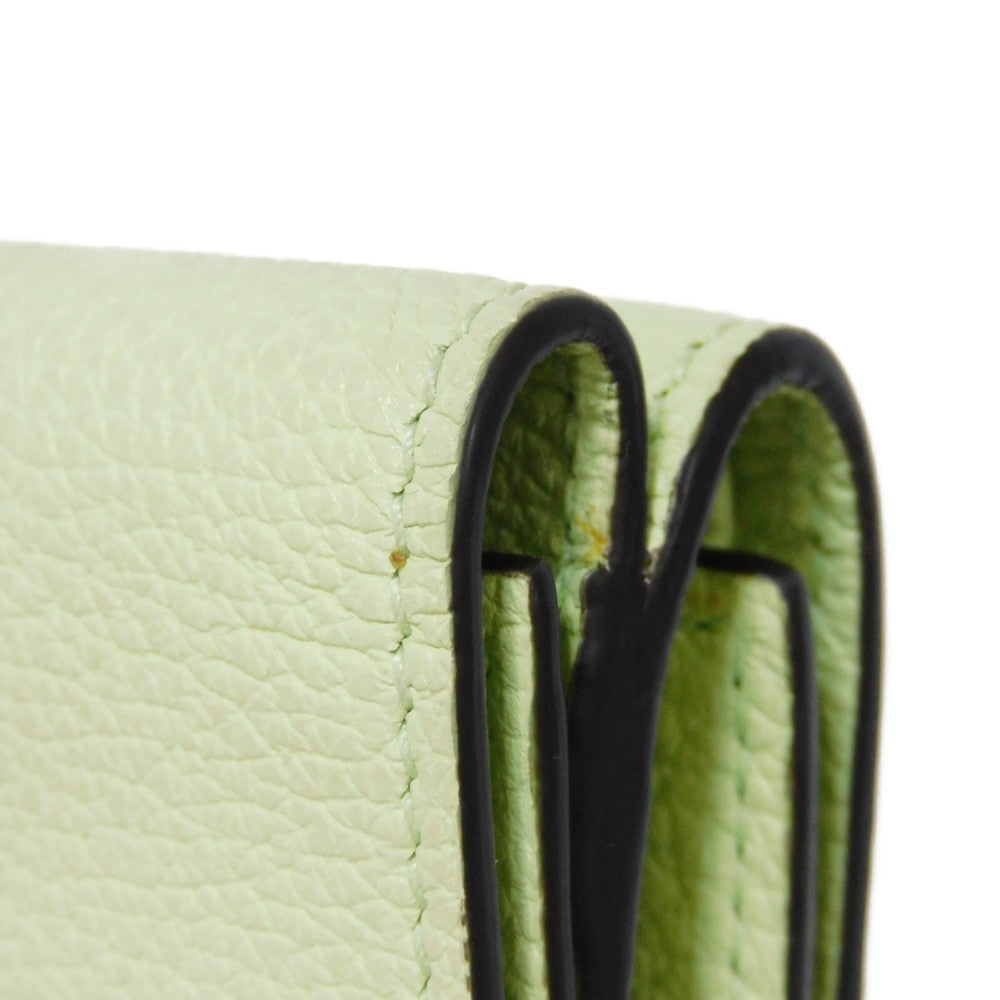GUCCI Tri-fold wallet 731694 0E8IG 3801 Calf leather (embossed) Light green Pastel Trifold Compact Japan Exclusive embossed logo mini wallet unisex(Unisex) Used Authentic