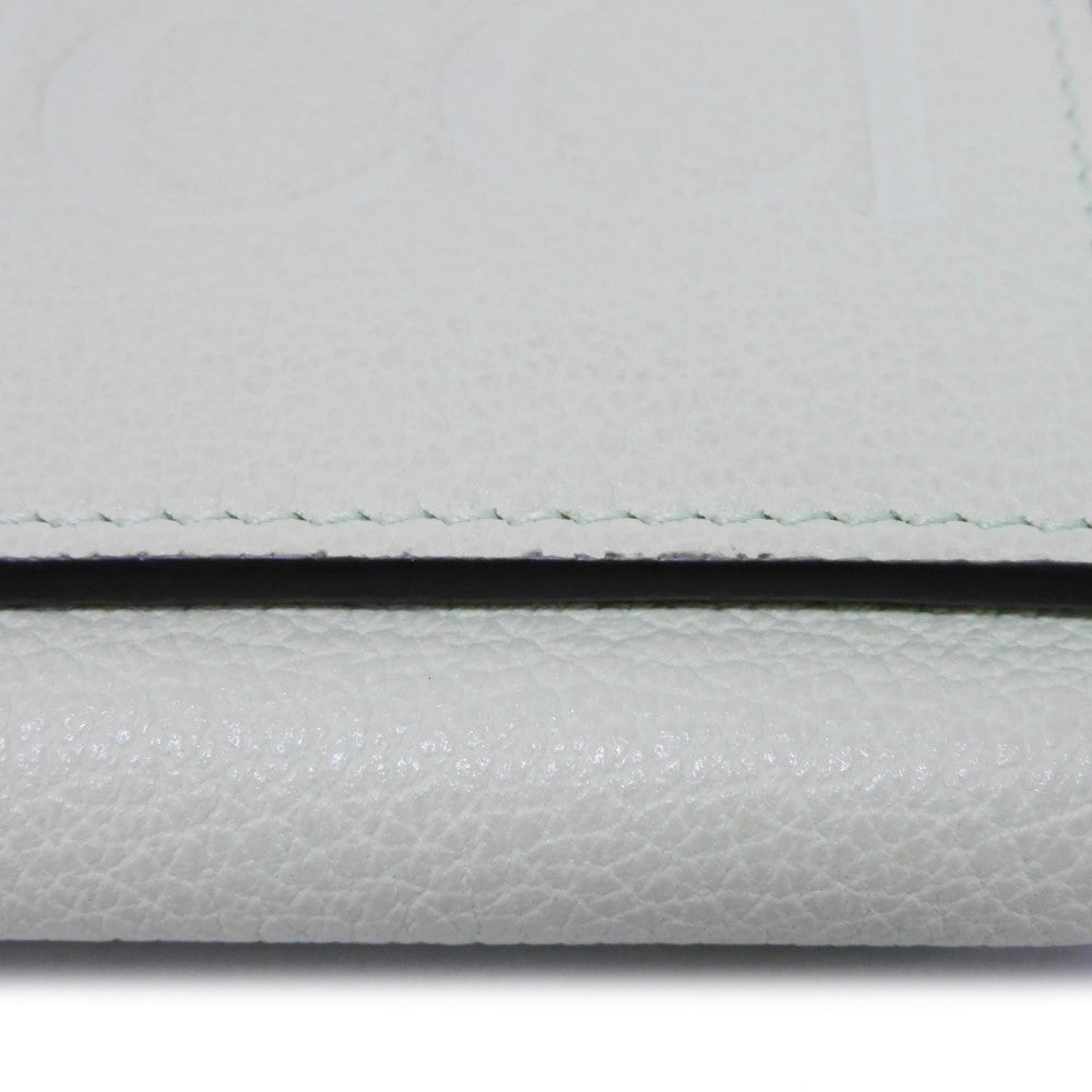GUCCI Tri-fold wallet 731694 0E8IG 3801 Calf leather (embossed) Light green Pastel Trifold Compact Japan Exclusive embossed logo mini wallet unisex(Unisex) Used Authentic