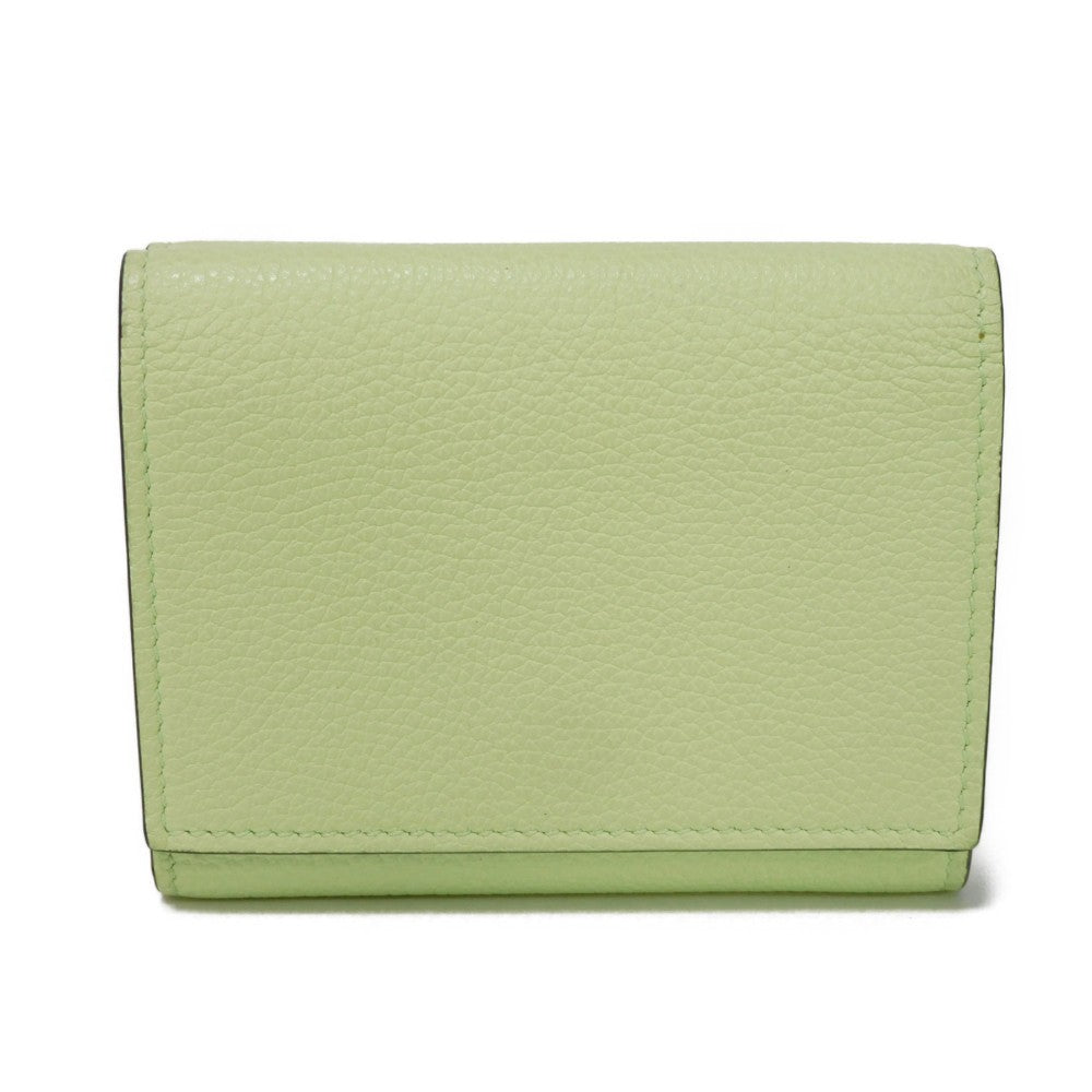 GUCCI Tri-fold wallet 731694 0E8IG 3801 Calf leather (embossed) Light green Pastel Trifold Compact Japan Exclusive embossed logo mini wallet unisex(Unisex) Used Authentic