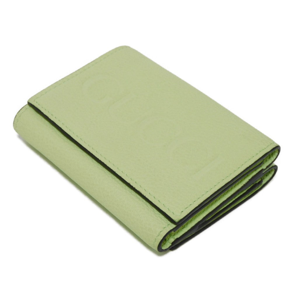 GUCCI Tri-fold wallet 731694 0E8IG 3801 Calf leather (embossed) Light green Pastel Trifold Compact Japan Exclusive embossed logo mini wallet unisex(Unisex) Used Authentic