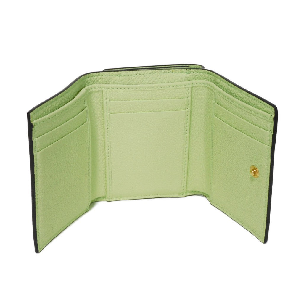 GUCCI Tri-fold wallet 731694 0E8IG 3801 Calf leather (embossed) Light green Pastel Trifold Compact Japan Exclusive embossed logo mini wallet unisex(Unisex) Used Authentic