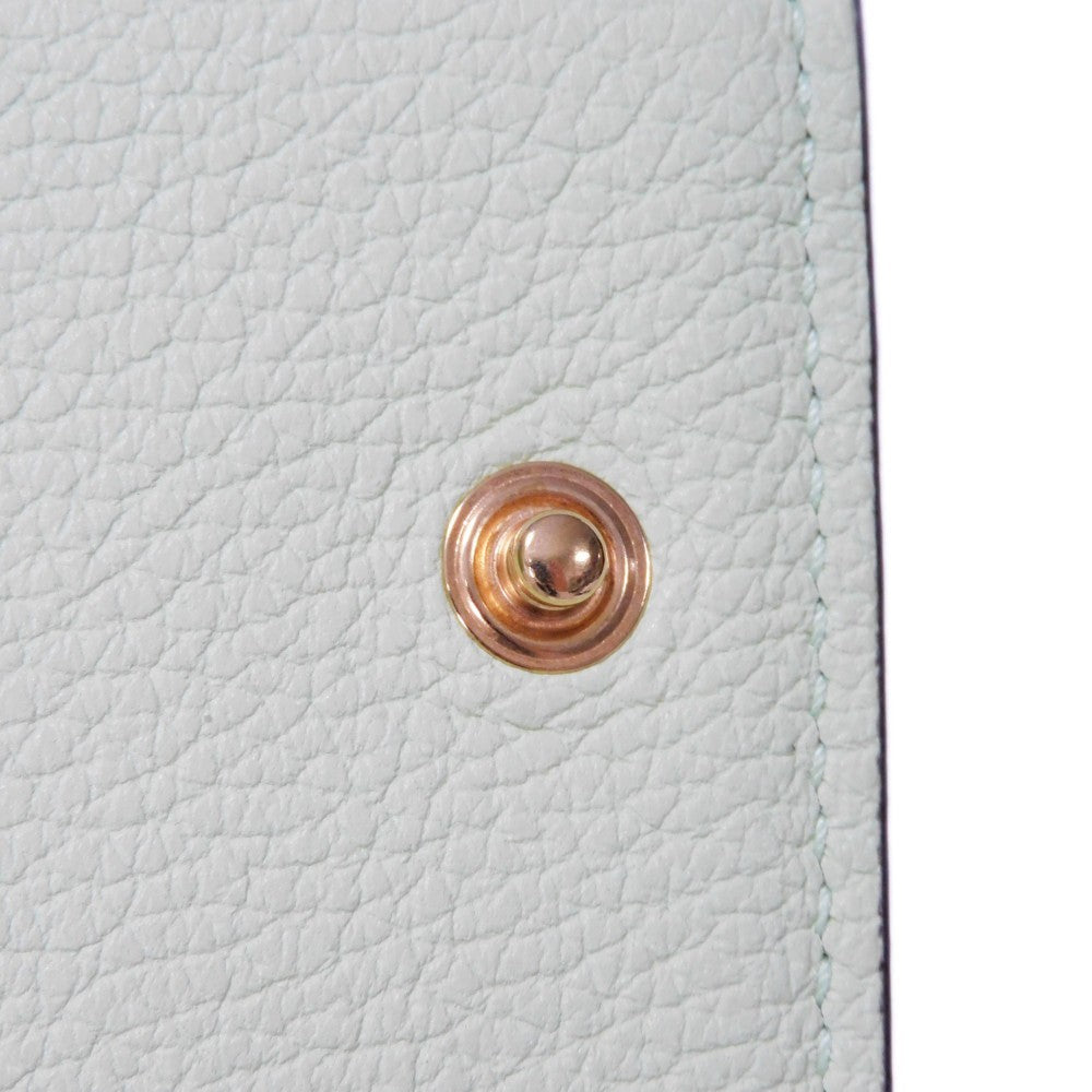 GUCCI Tri-fold wallet 731694 0E8IG 3801 Calf leather (embossed) Light green Pastel Trifold Compact Japan Exclusive embossed logo mini wallet unisex(Unisex) Used Authentic