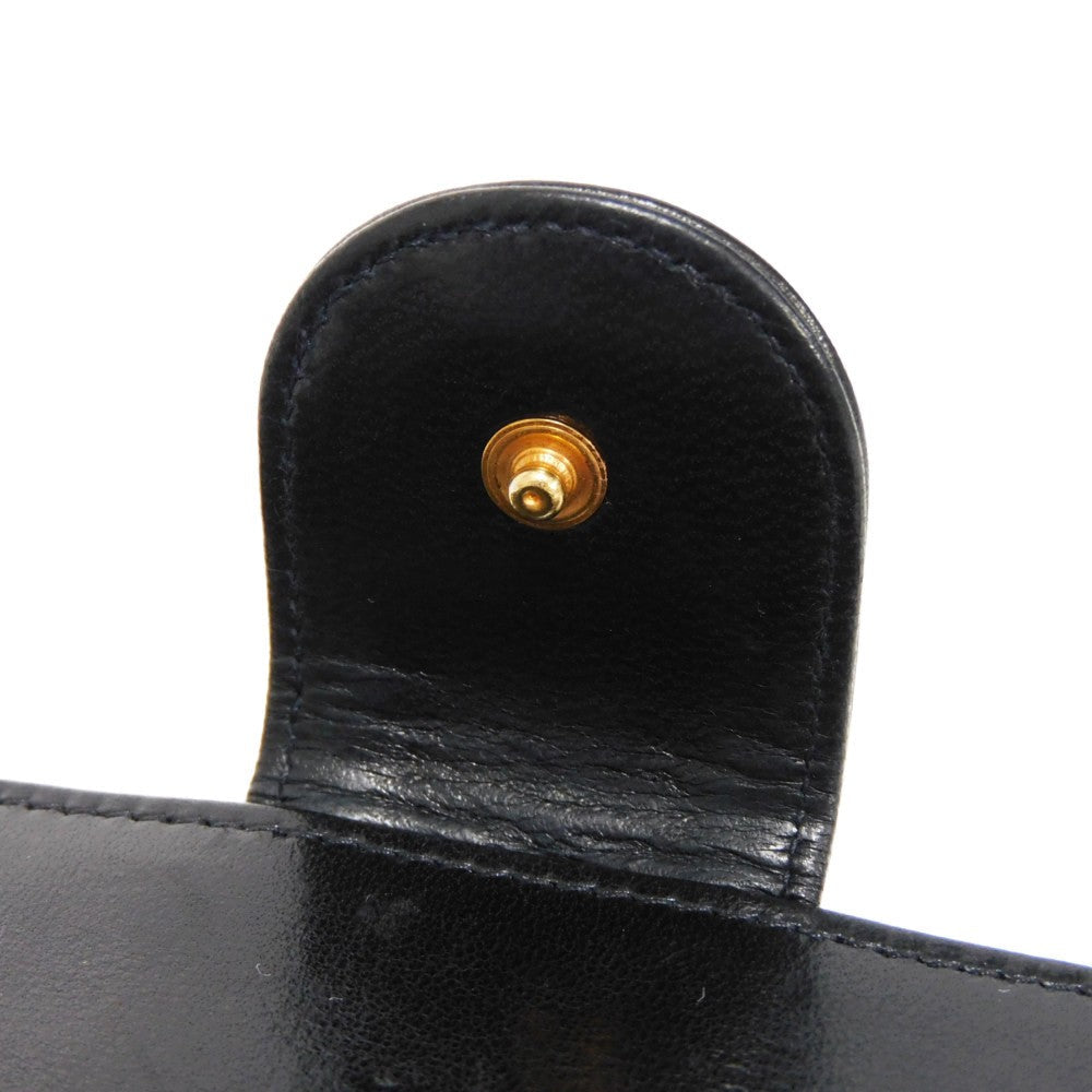 CHANEL Long Wallet Purse A47152 Calfskin black Double stitch Bicolor Long Flap Wallet