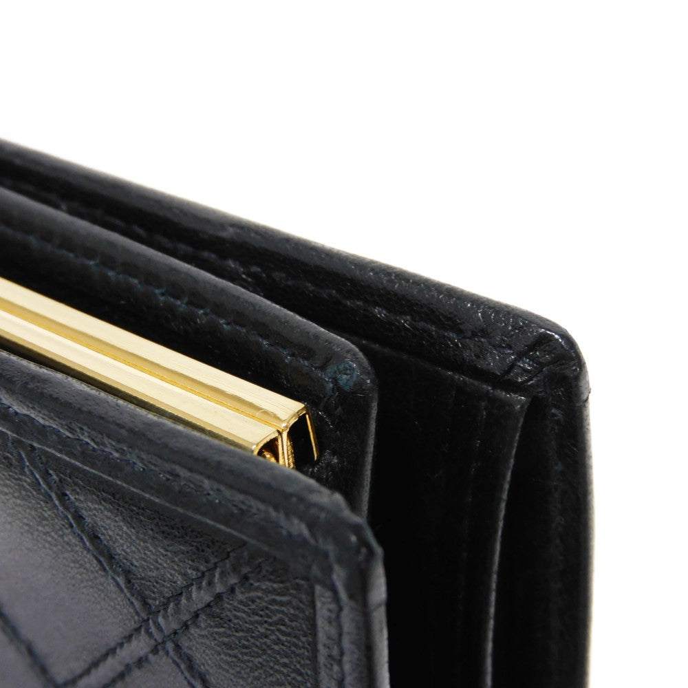 CHANEL Long Wallet Purse A47152 Calfskin black Double stitch Bicolor Long Flap Wallet