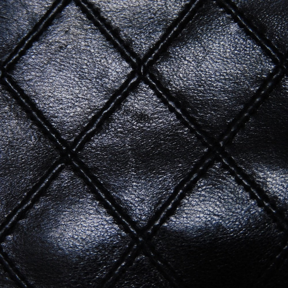 CHANEL Long Wallet Purse A47152 Calfskin black Double stitch Bicolor Long Flap Wallet